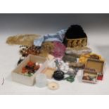 A quantity of costume jewellery, clothing accessories, evening bags, hats, Etc.