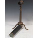 A brass telescope and tripod by Watkins, LondonStand: worn with minor rust to the top holder, column