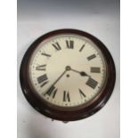 A mahogany wall clock with Roman chapter ring, 39cm diameter