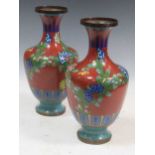 A pair of Chinese floral design cloisonné vases, first half 20th century, 32cm high