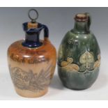 An unusual Doulton stoneware A. Loffet & Co. Scotch whisky flagon and a Doulton stoneware gin