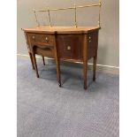 A George III crossbanded mahogany sideboard with brass gallery back, 132 x 154 x 60cm