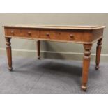 A 19th century oak library table, 67 x 124 x 82cm (reduced in height)