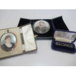 A George diamond brooch together with 2 portrait miniatures - Count Mario Grixoni (Italian/British