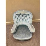 A Victorian Spoonback chair upholstered in blue fabric