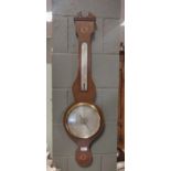 An Edwardian mahogany banjo barometer, 96cm