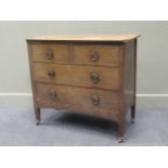 An Arts and Crafts oak chest of two short and two long drawers, 81 x 91 x 47cm