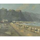 20th century British SchoolSpanish Coastal Town by Night signed and dated 'Evans / 61' (lower left)