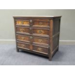 An 18th century oak chest of two short and three long moulded front drawers, 94 x 103 x 62cm