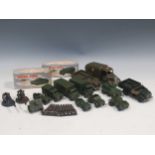 Dinky and Britains army vehicles, including ambulance, boxed tank and 10 ton truck, with others -