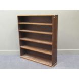 A 20th century floor standing bookcase with four fixed shelves 138 x 122 x 24.5cm