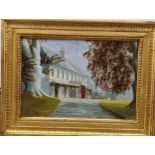 G N Tregoning, Landue House, Cornwall, signed and dated 1905, oil on board, framed 25 x 33cm