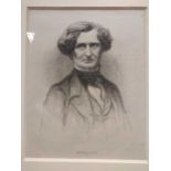 A collection of nine prints of composers, to include Offenbach, Halevy, Schubert, Berlioz, Berton,