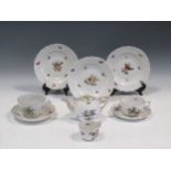 Items of Herend Rothschild wares to include a cabaret teapot aand cover, a large breakfast cup and
