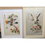A pair of 20th century Chinese silkwork pictures of birds; together with Frances Colquhoun,