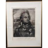 Lawrence Josset after Sir William Beechey, Vice Admiral Viscount Nelson, mezzotint, framed 71.5 x