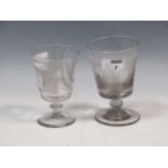Two Sunderland Bridge glass rummers, 19th century, with wheel-cut decoration, one with collector's