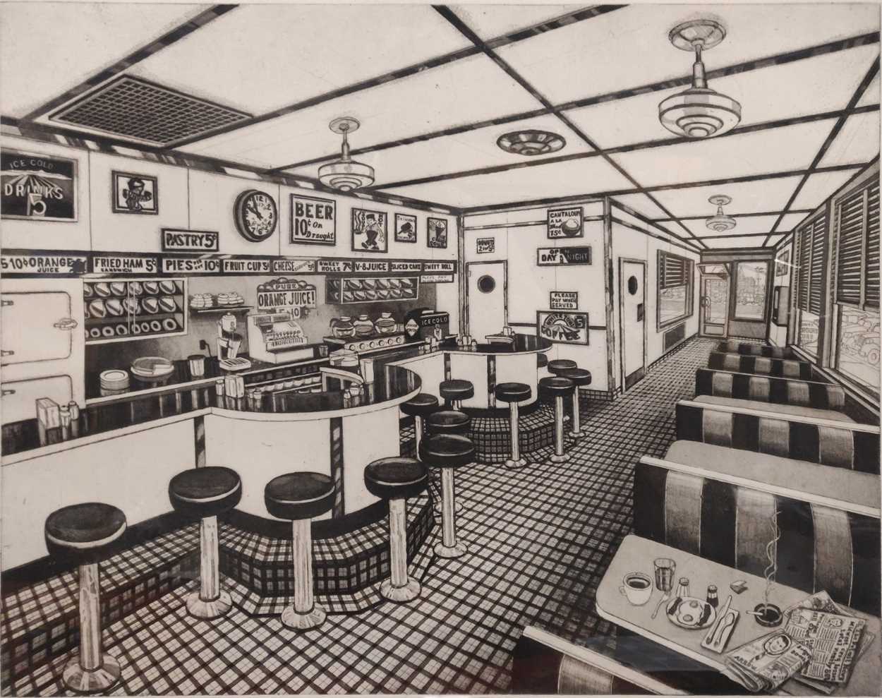 Bruce McCombs (1943-) Diner, signed and numbered 30/200, print55 x 70cm