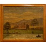 English Provincial SchoolView of Scone Palace by the River Tay, Perthshire, Scotlandoil on canvas,