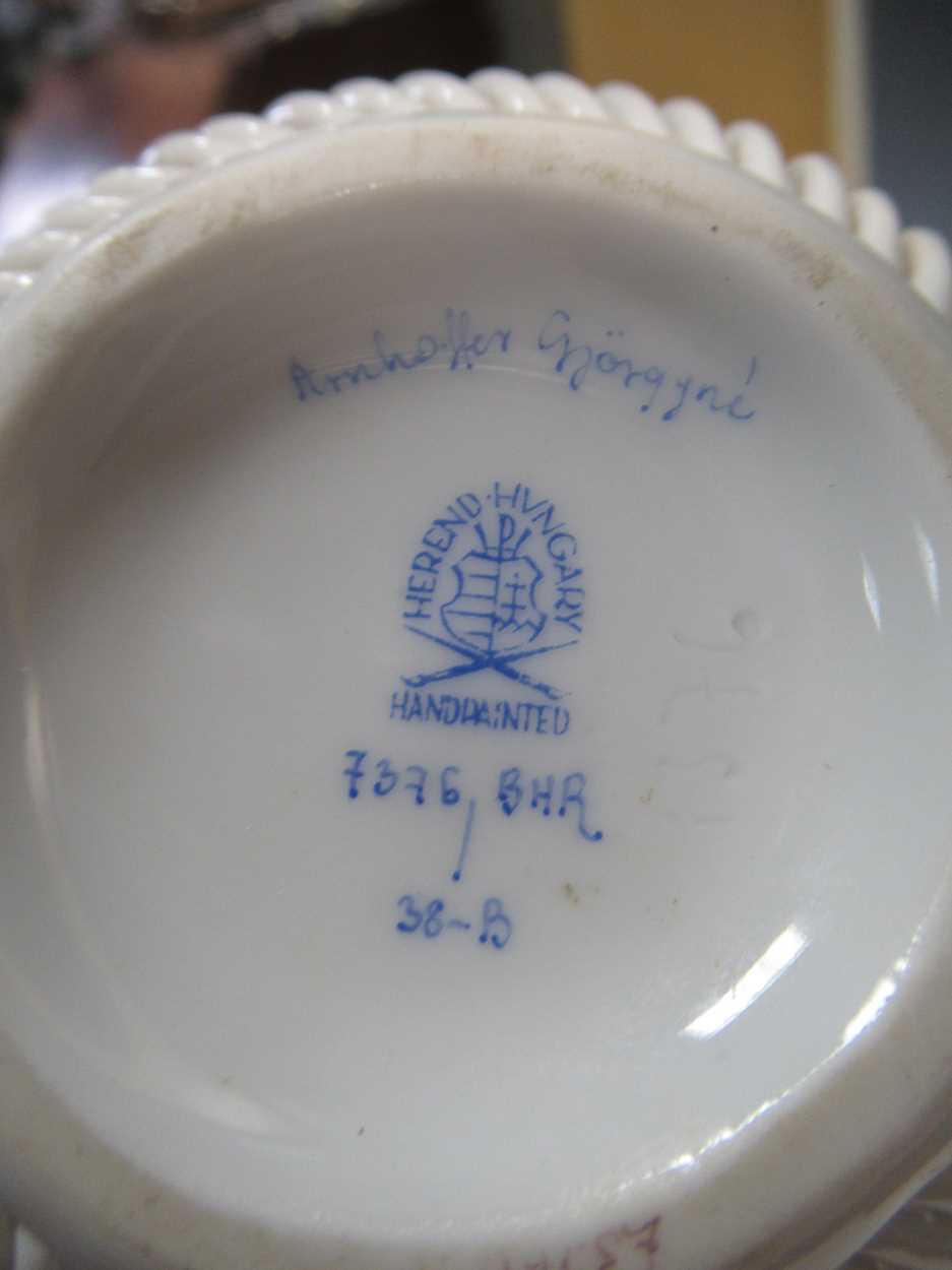 Items of Herend porcelain to include a green bouquet pattern vase, rectangular dish and an oval - Image 3 of 9