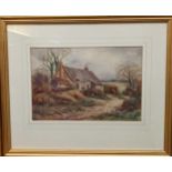 Collection of eleven landscape watercolours; to include, a set of four studies framed as one by