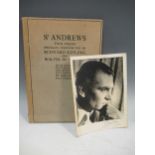 OLIVIER (Laurence) portrait photograph signed below in biro, and a book St Andrews Two poems by