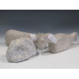 Three Chinese carved stone animal figures,