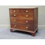 A George III mahogany secretaire chest, rectangular moulded top above two short over a secretaire
