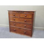 A 19th century mahogany chest of two short over three long drawers with turned knob handles, 102 x