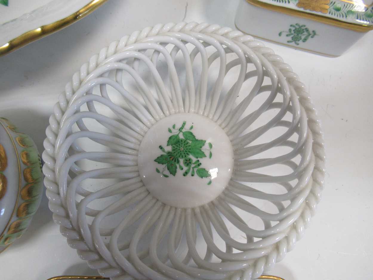 Items of Herend porcelain to include a green bouquet pattern vase, rectangular dish and an oval - Image 5 of 9