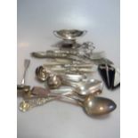 A collection of silverware, mainly flatware, 23.5ozt together with 7 mother of pearl handled and