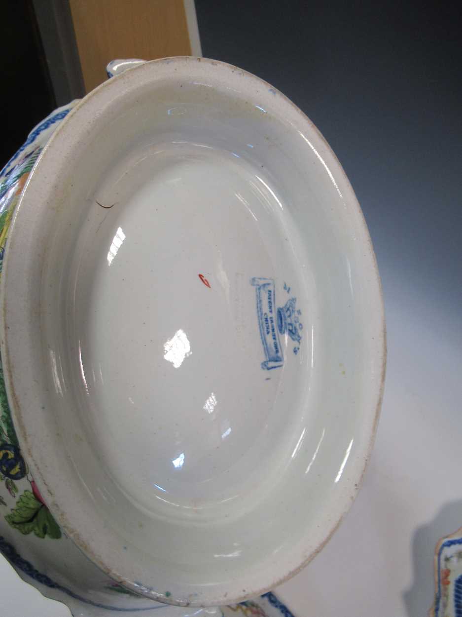 Mason's Ironstone part Chinoiserie service of nineteen small plates, three shaped serving plates and - Image 5 of 7