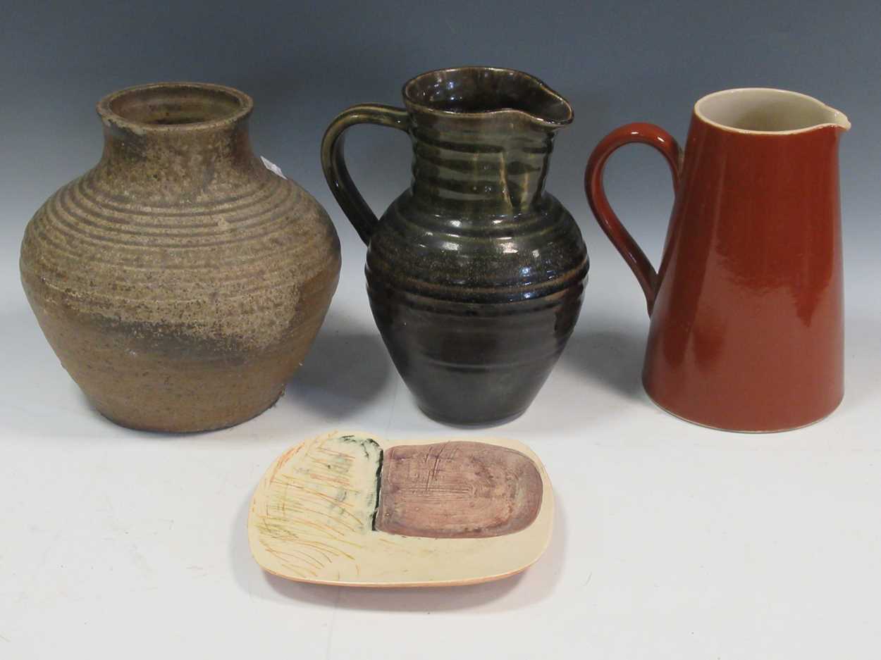 A collection of studio pottery and ceramic wares, to include, jugs, cups, plates, etc