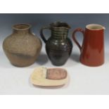 A collection of studio pottery and ceramic wares, to include, jugs, cups, plates, etc