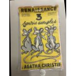 CHRISTIE (Agatha) '3 Souris Aveugles', colour lithographic poster printed by Martin, Paris, for