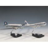 Bravo Delta model KLM Douglas DC3, on stand, and Pan Am Boeing 377-10-26 Stratocruiser 'Clipper