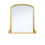 A gilt overmantle mirror, 19th century,