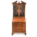 A George III mahogany bureau bookcase,