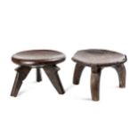 Two Kenyan hardwood tripod stools, early 20th century,