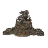 A Black Forest carved wood desk stand, late 19th century,