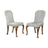 A pair of George II style walnut dining chairs, 20th century,