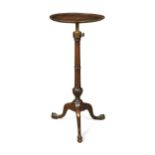 A George III style adjustable mahogany candle stand,