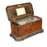 Samuel Troll Fils, A Swiss amboyna crank-wind cylinder music box, 19th century,