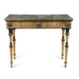 A Classical revival giltwood side table with faux marble top, late 19th century,