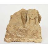 A Chinese white marble fragment of two seated Buddhist deities, Wei Style,