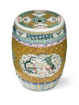 A Chinese Canton porcelain garden barrel seat, late Qing Dynasty circa 1910,