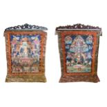 Two Indian painted thangkas, 20th century,