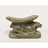 A Chinese green stone buffalo headrest/pillow, Song Style,