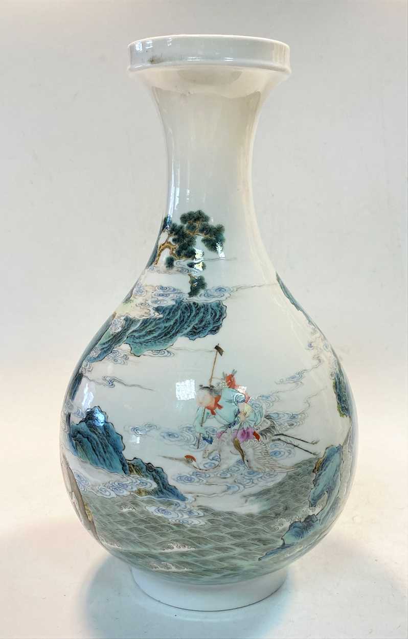 A Chinese porcelain Eight Immortals vase, signed Xiezho Zhuren zao, mid 20th century, - Image 7 of 22