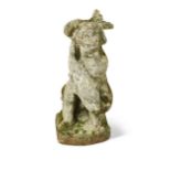 A composite stone figure of a putto with fish, early 20th century,